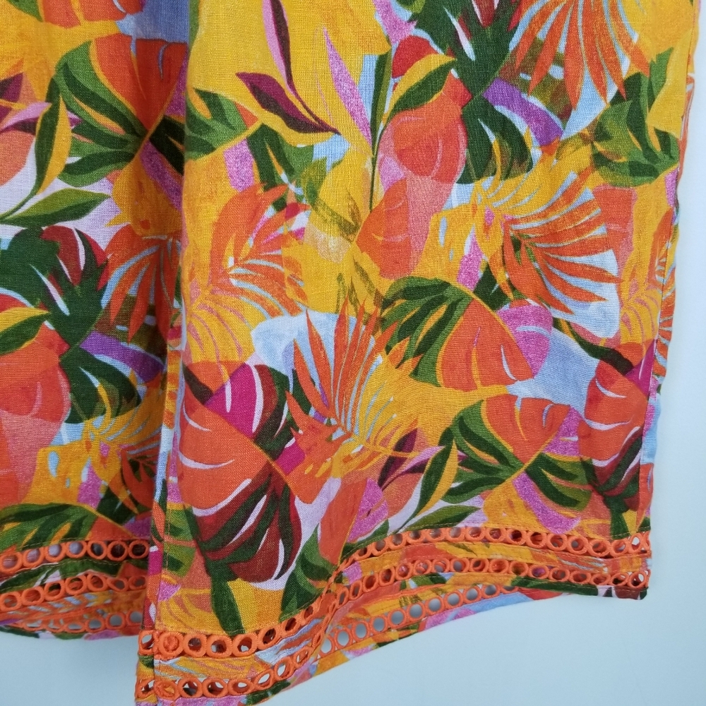 C&C California Linen Tropical Cropped Wide Leg Pants Large NWT - Picture 2 of 9